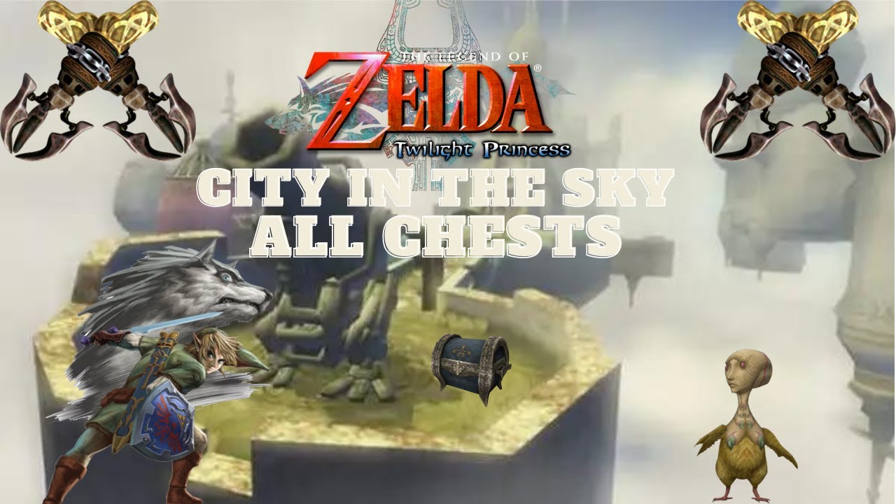 The Legend Of Zelda: Twilight Princess - City In The Sky - All Chests & Poe Locations