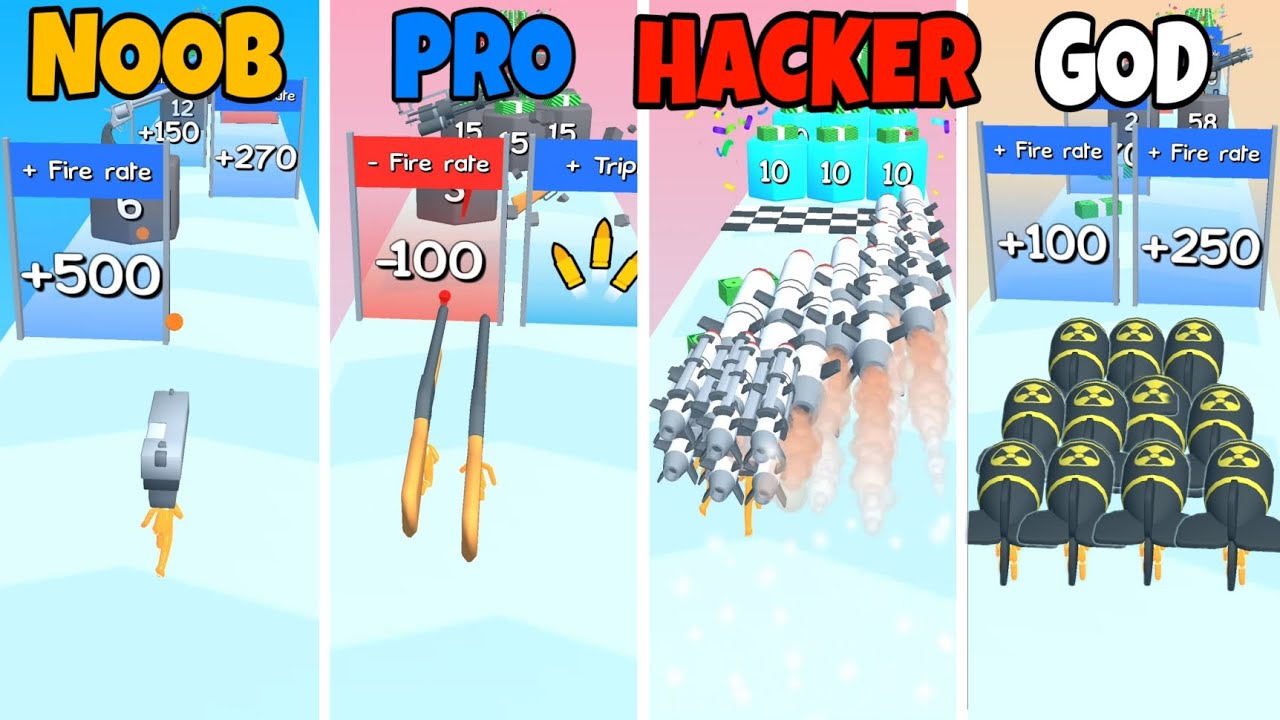 NOOB vs PRO vs HACKER vs GOD | in Gun Head Run