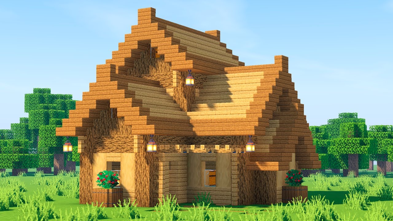 Красивый Деревянный Дом для Выживания в Майнкрафт - Крутая База Minecraft