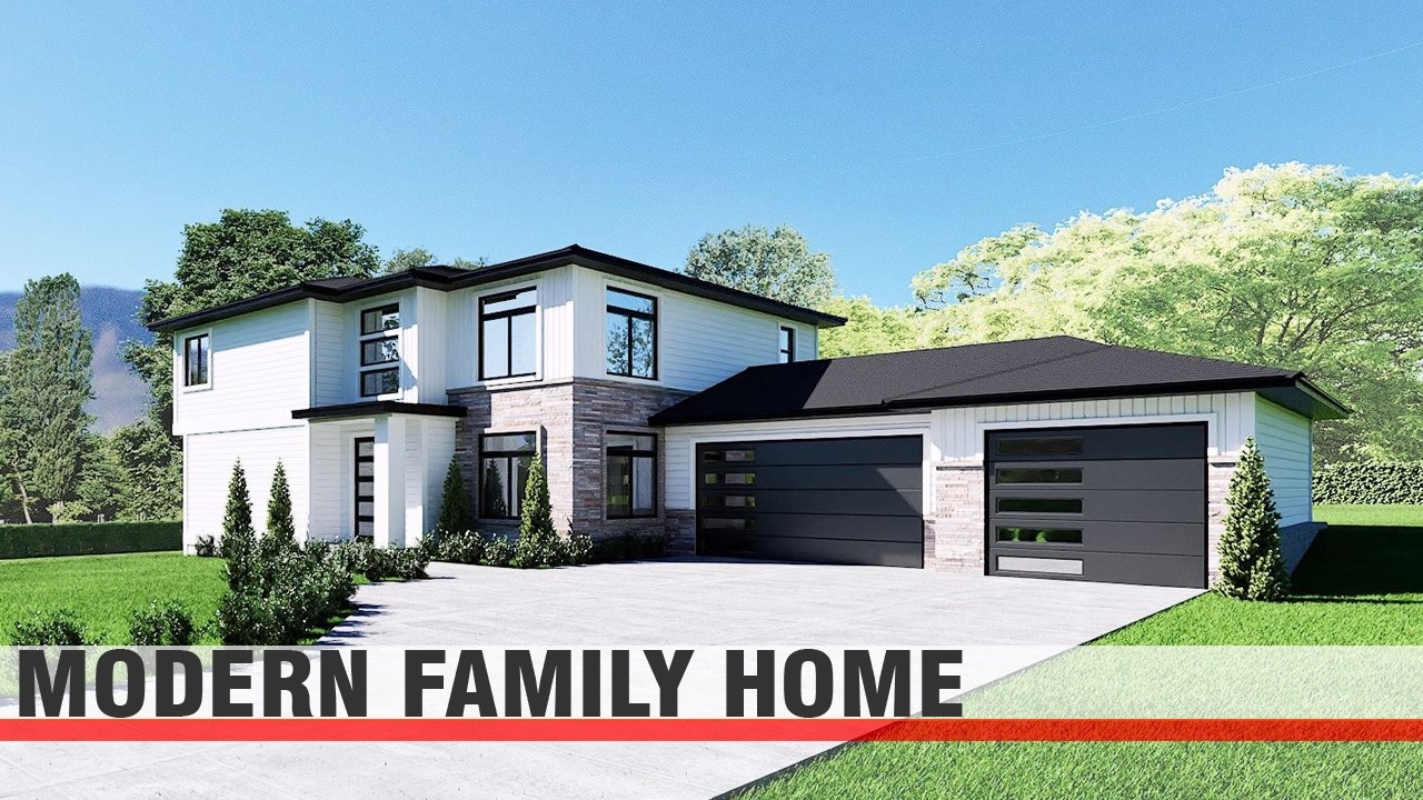 Modern Two-Story House Design | Front & Rear Exterior Views