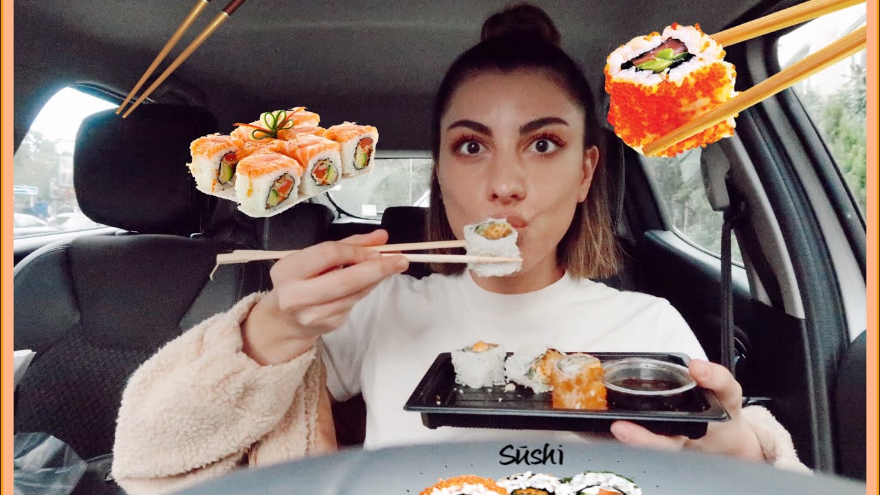 🥢🍱 ARABADA SUSHI MUKBANG || İLK DEFA YEDİM 😂 | TADI KÖTÜ MÜ ? | #Tuğçeaymukbang