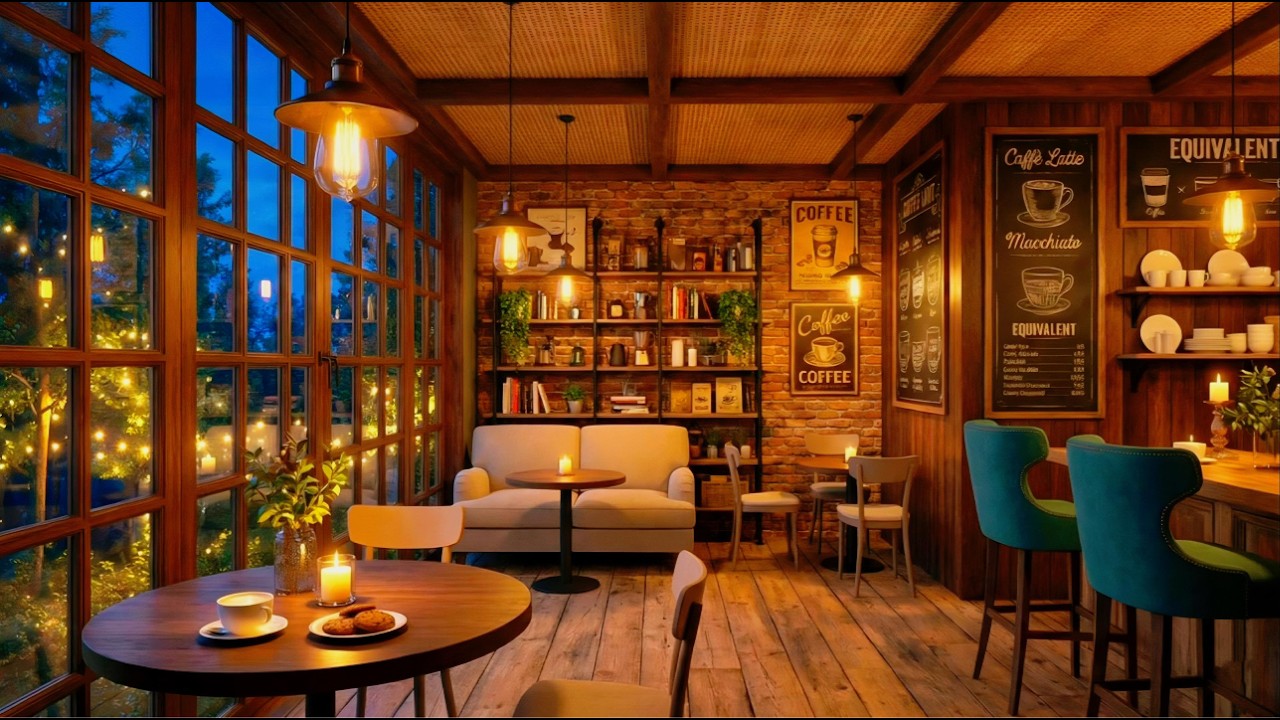 ☕ COZY COFFEE SHOP 4K | Smooth Piano Jazz Music for Studying, Working & Relaxation