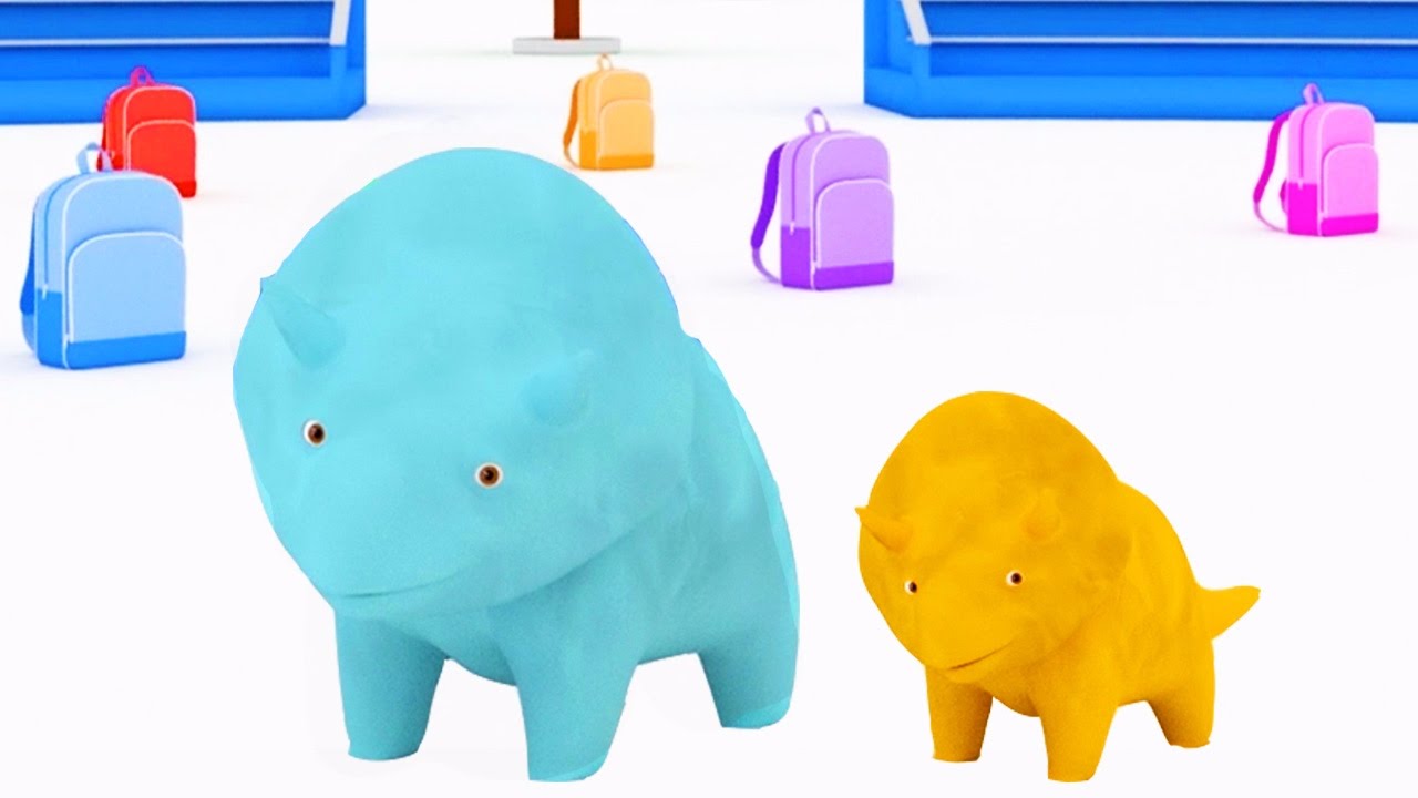 Aprenda as cores com Dino, o Dinossauro e a mochila para crianças pequenas | Aprender em português
