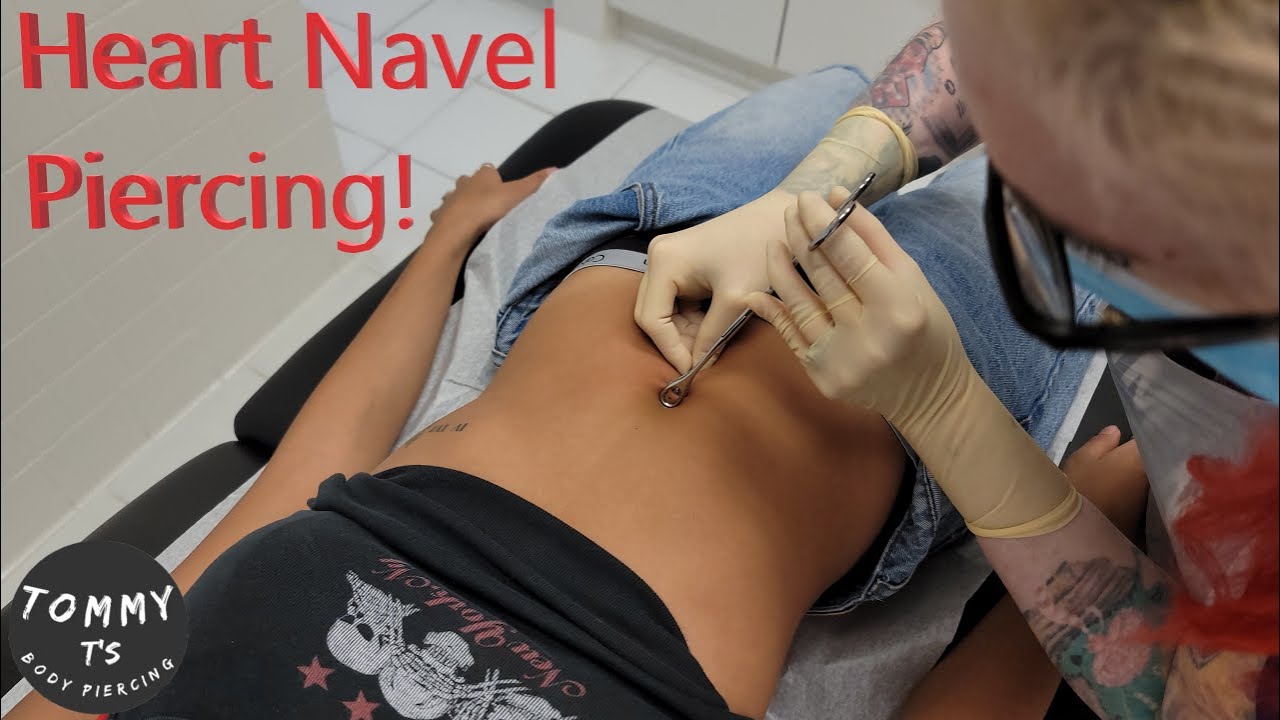 Heart Navel Piercing! Tommy T's Body Piercing Huntington Beach CA