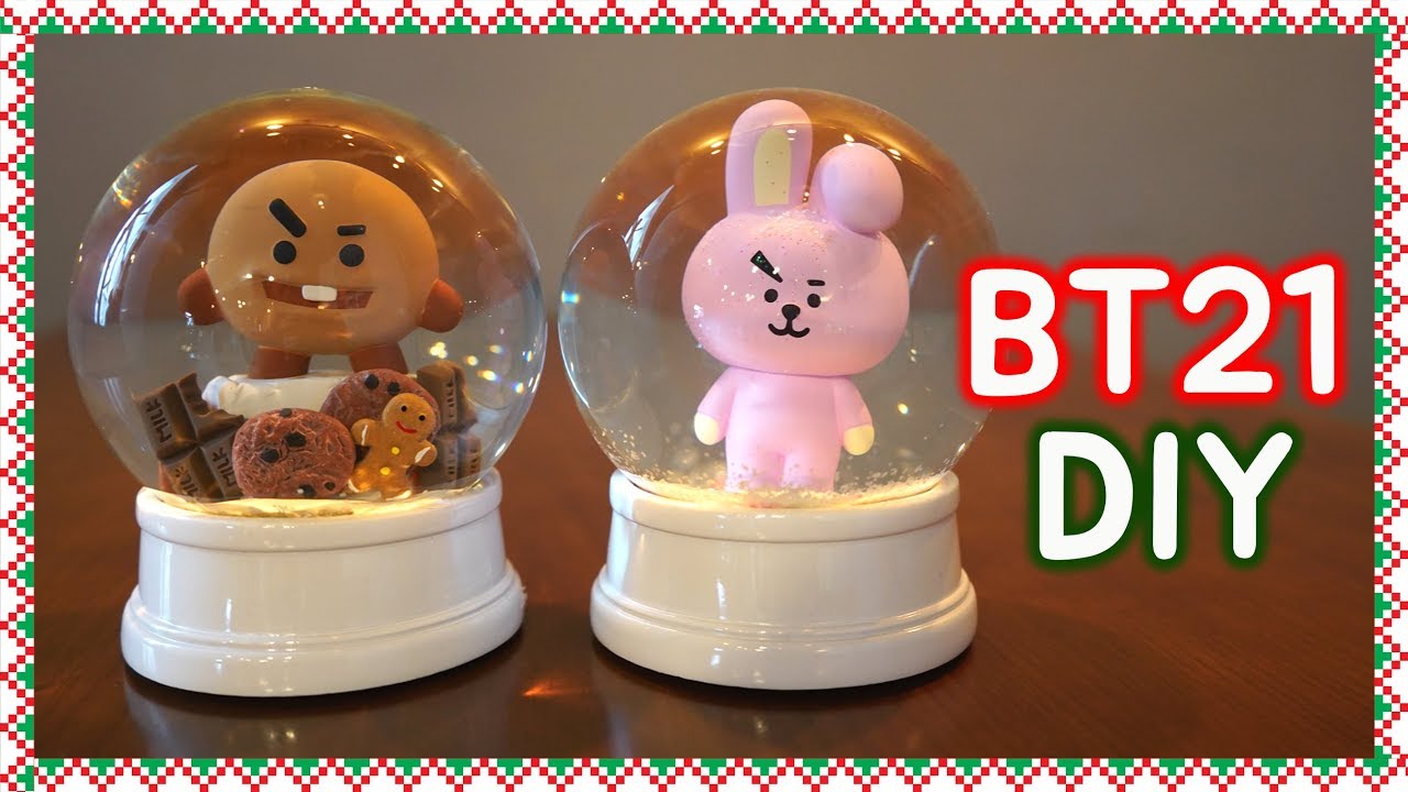 BT21 스노우볼 만들기! (대박 귀여움..) DIY BT21 Snow Globes are soo cute! BT21 DIY