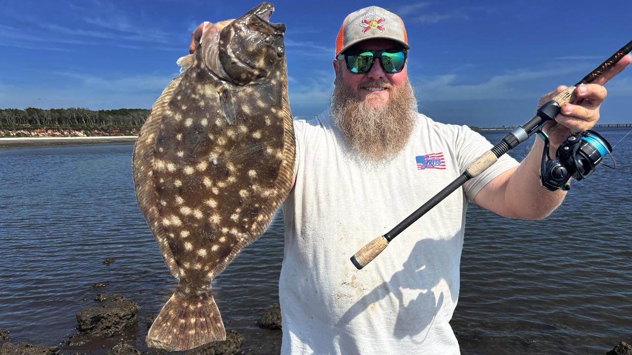 Bank Fishing for DOORMAT Flounder | Catch Clean Cook
