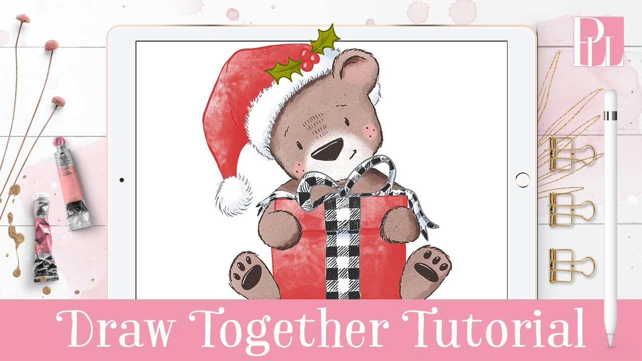 How to draw a Cute Christmas Bear step by step in Procreate Tutorial
