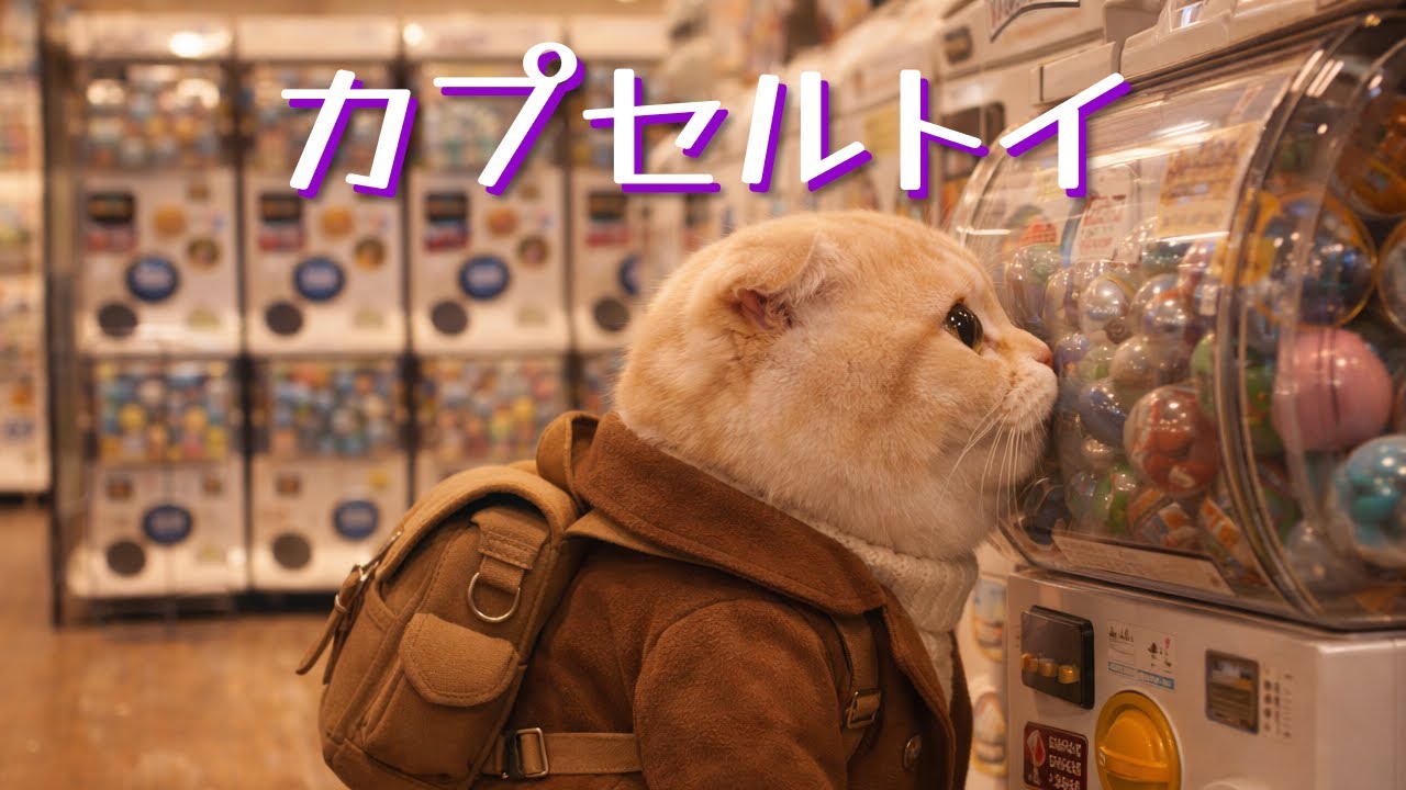 【スコティッシュのきなこ】カプセルトイのお店を見つけてガチャガチャをしてきたよ🐱