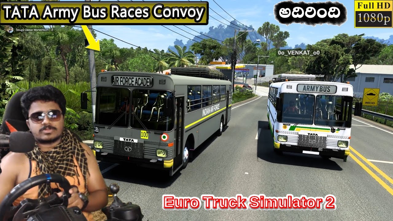 Tata Army Bus Races TGW Convoy with Logitech g29 Steering | ETS2