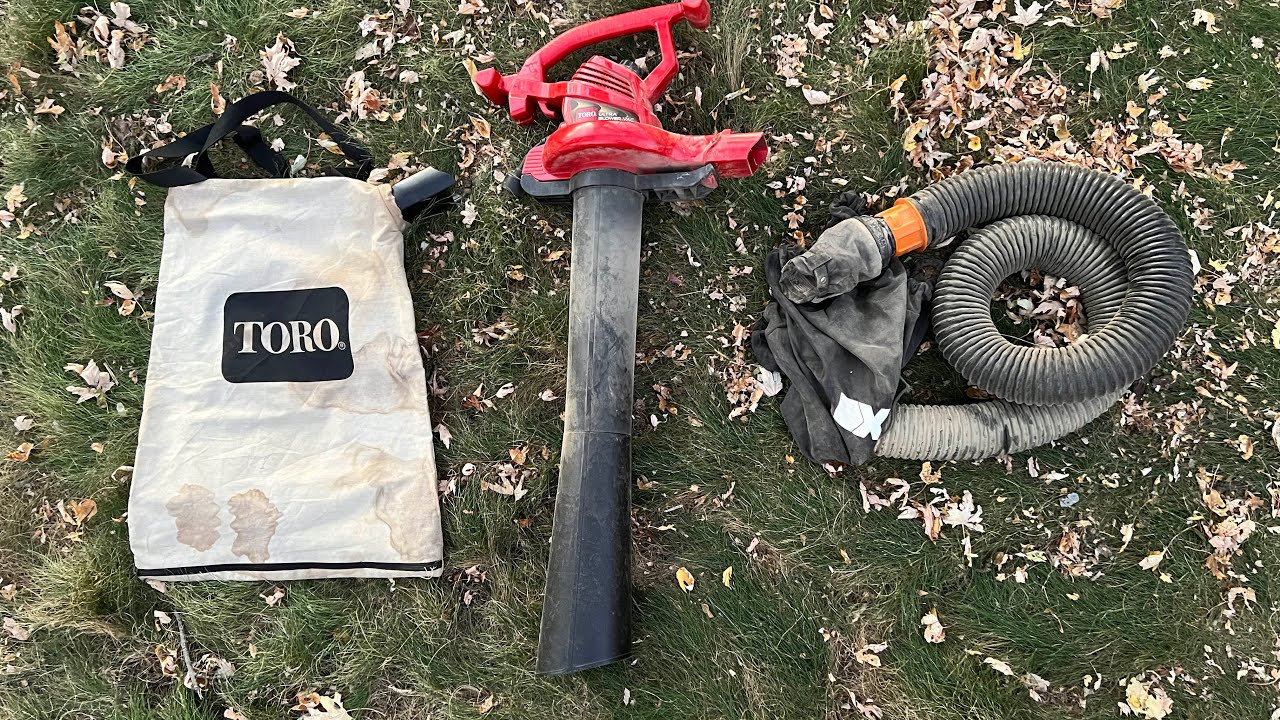 Toro ultra leaf blower vac devours big leaf pile ￼