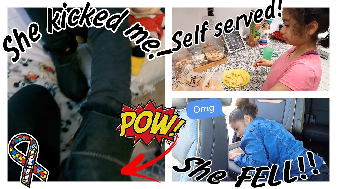 Autistic non verbal girl self serve! **She fell** Autism life with Ashy