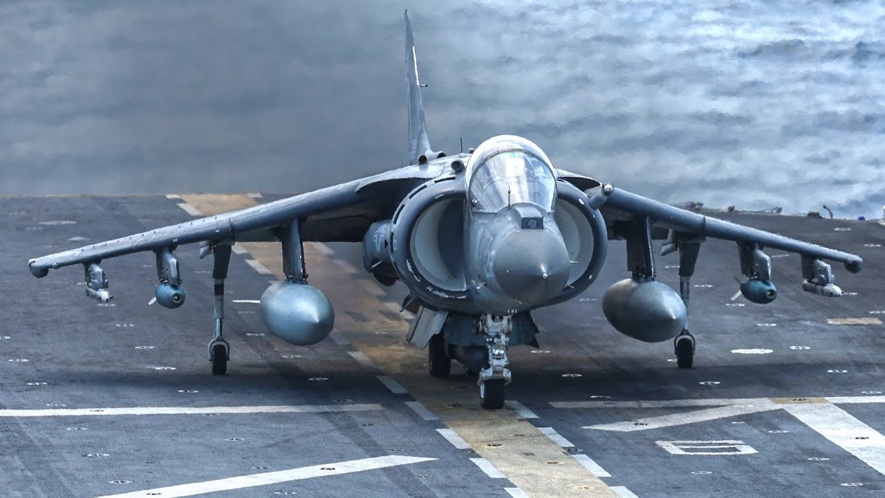 AV-8B Harrier Take Off during Flight Operations Aboard the Wasp-class Amphibious Assault Ship