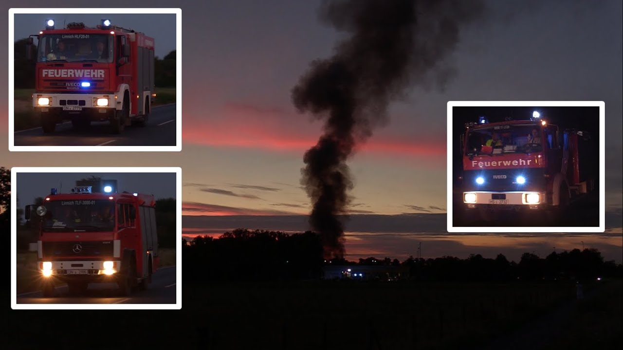 [Lagerhalle in Vollbrand | Riesige Rauchwolke] Großeinsatz der Feuerwehren in Hückelhoven am 04.8.20