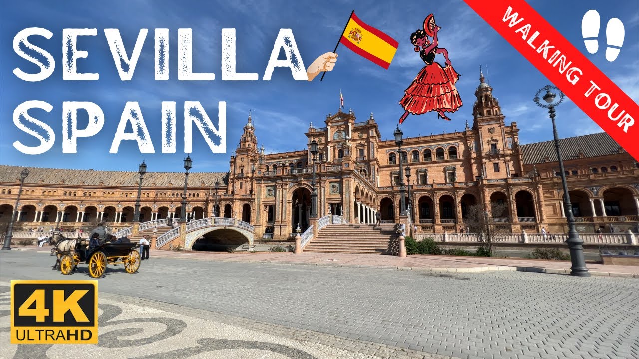 Sevilla, Spain 🇪🇸 Walking Tour (4k Ultra HD 60fps) Plaza de España y Parque Maria Luisa