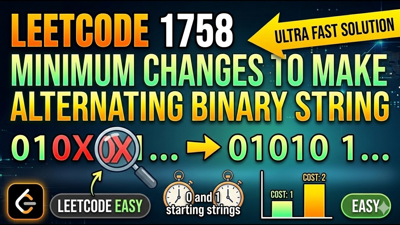 LC 1758 || Minimum Changes To Make Alternating Binary String || LeetCode Solution || Greedy Approach