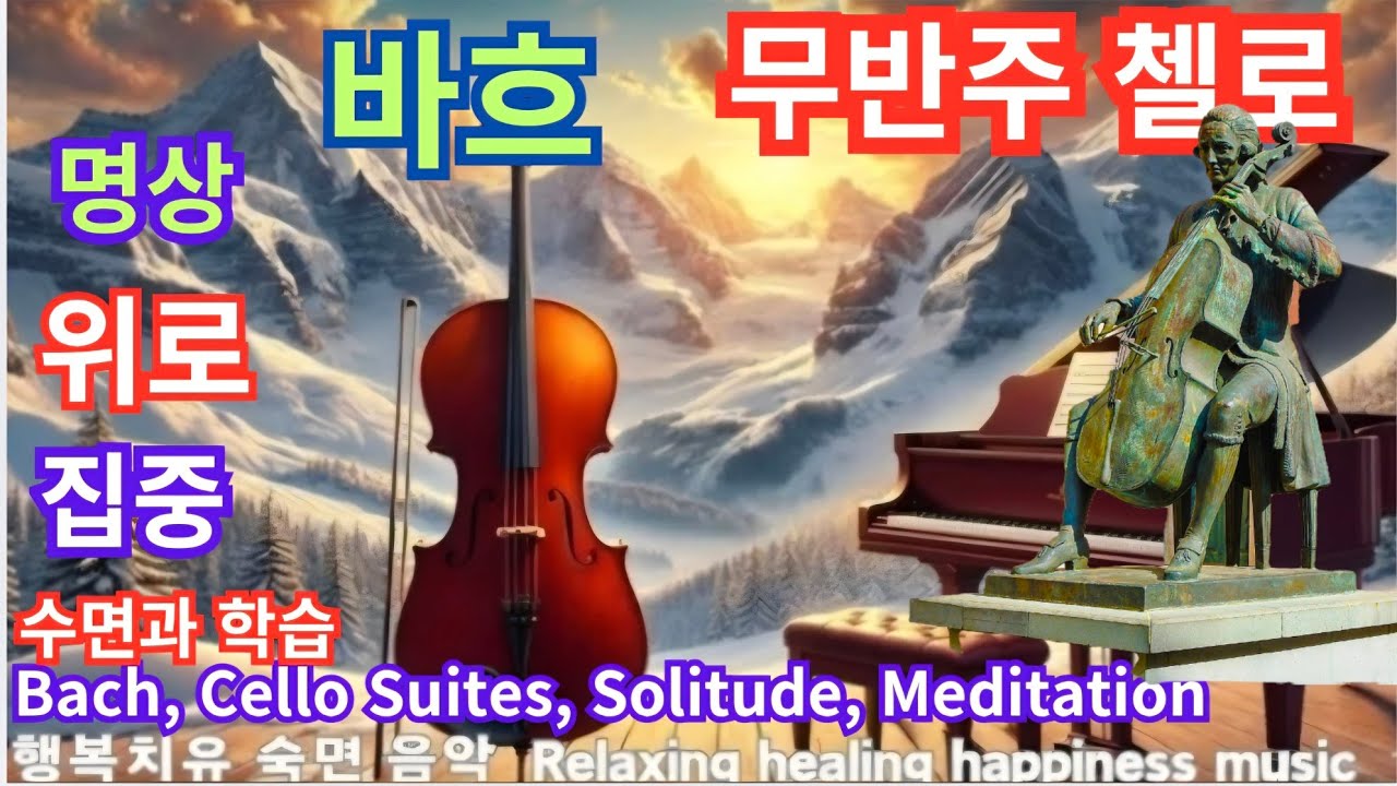 바흐의 무반주 첼로  명상 위로 집중 수면과 학습 힐링.Bach, Cello Suites, Solitude, Meditation Healing sleep study 