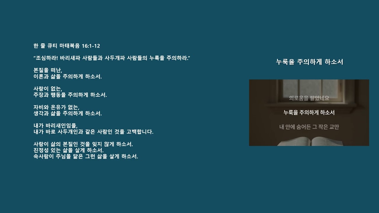 마태복음 03   누룩을 주의하게 하소서