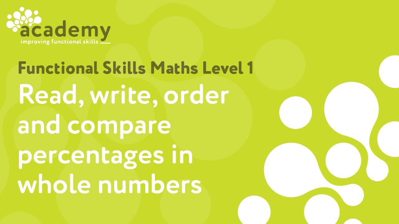 Functional Skills - Read, write, order and compare percentages in whole numbers