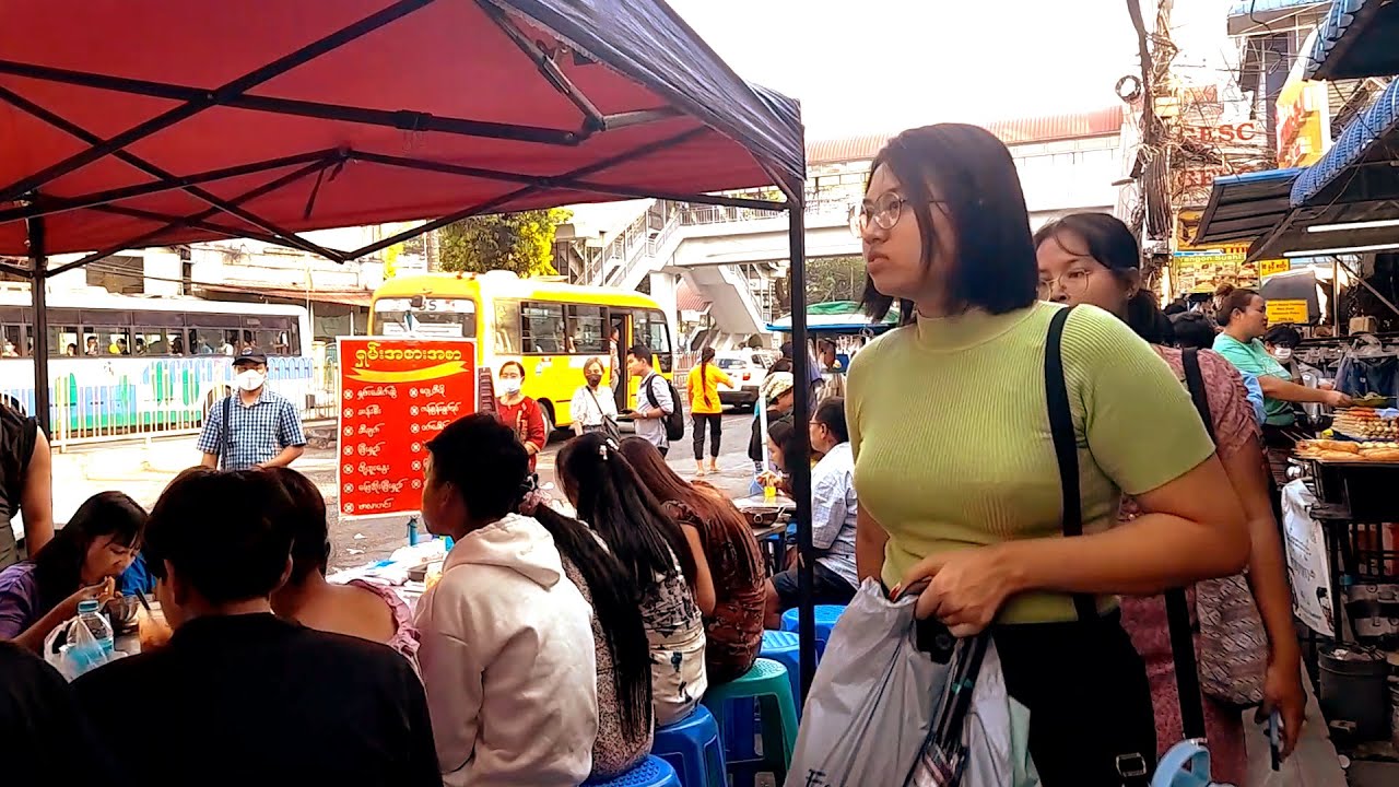 Exploring Yangon Street  4K Virtual Walking Tour through Yangon's