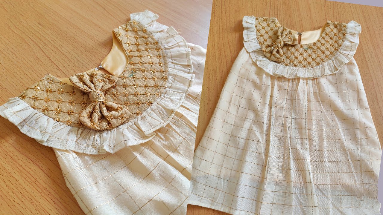 baby frock cutting and stitching/Onam baby frock design/ Onam Special Baby Frock Design/ 2-3 year