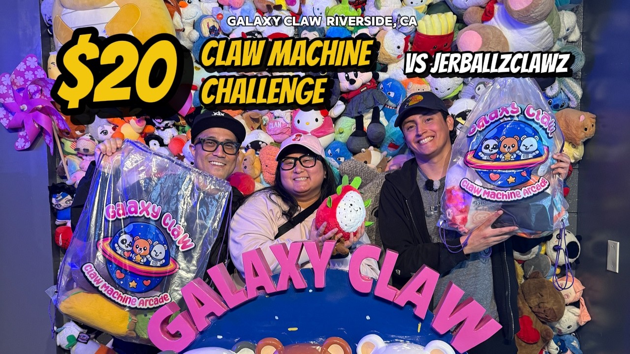 $20 CLAW MACHINE CHALLENGE AT GALAXY CLAW WITH JERBALLZCLAWZ - WHO WILL WIN IT ALL??? #clawmachine