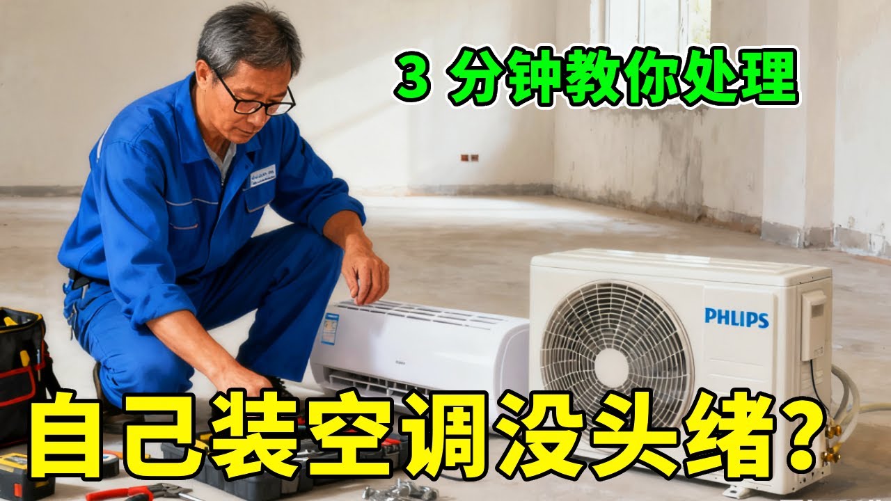 自己装空调没头绪？飞利浦挂机安装过程详解，耐心看完超有帮助【修空调的钟师傅】# 空调安装 #空调安装