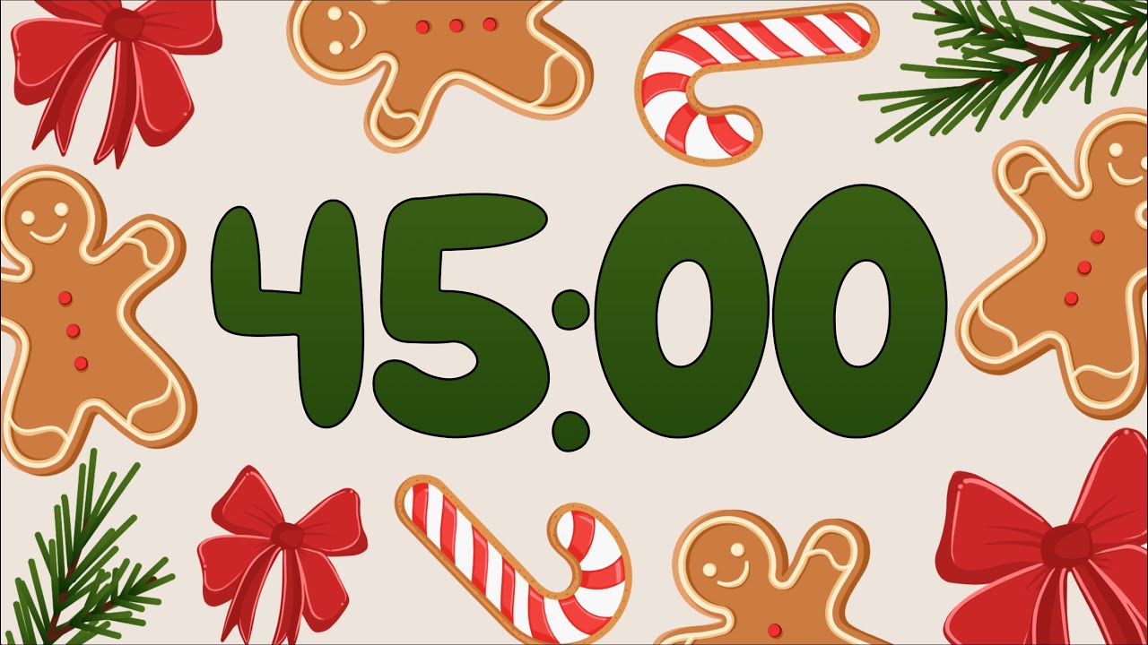 45 Minute Fun Gingerbread Holiday Timer (Happy Piano Alarm at End, No Music)