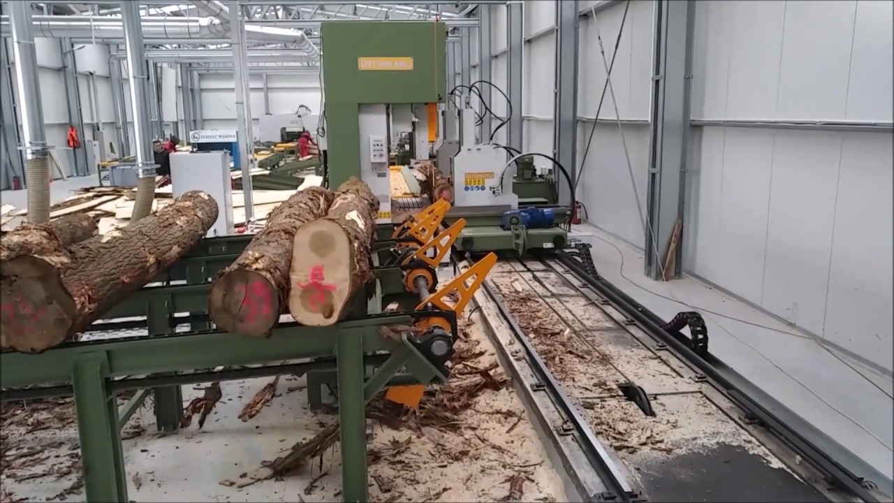 Hydraulic Log Carriage & Tandem Log Bandsaw_Timber pallet production line