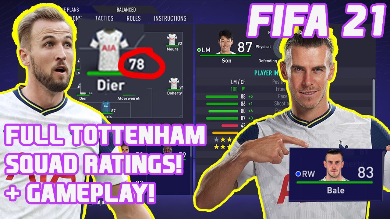 TOTTENHAM HOTSPUR FULL SQUAD RATINGS IN FIFA 21 + GAMEPLAY!