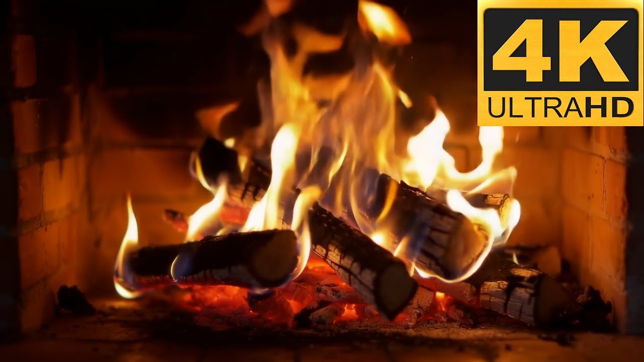 4h Palący się kominek | Relaks, ASMR trzask drewna, Ognisko w domu 4K (Fireplace Sounds)