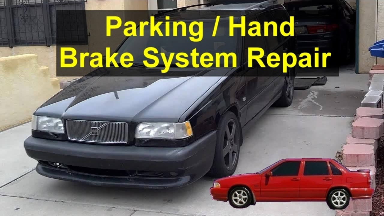 Parking emergency hand brake repair, cable replacement, shoe adjustment, Volvo 850, S70, V70 - REMIX