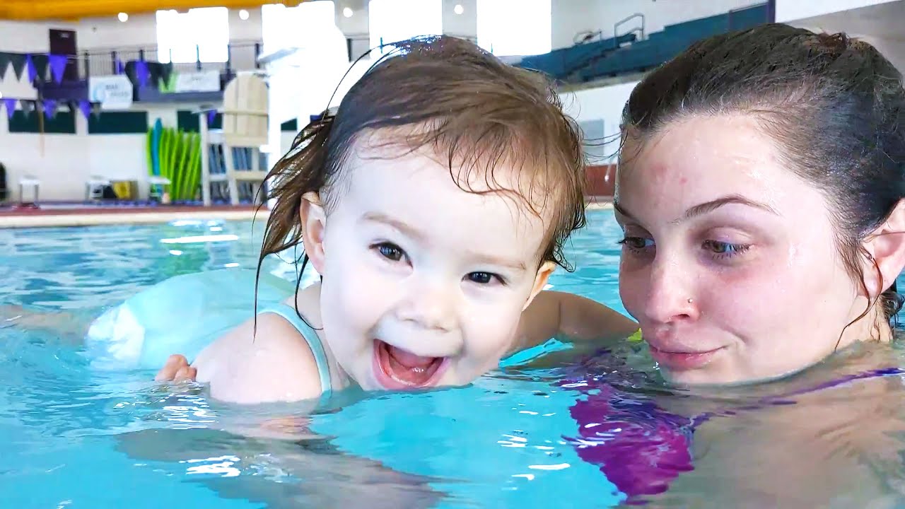Baby's First Swim Class - Mommy & Baby Pool Day!