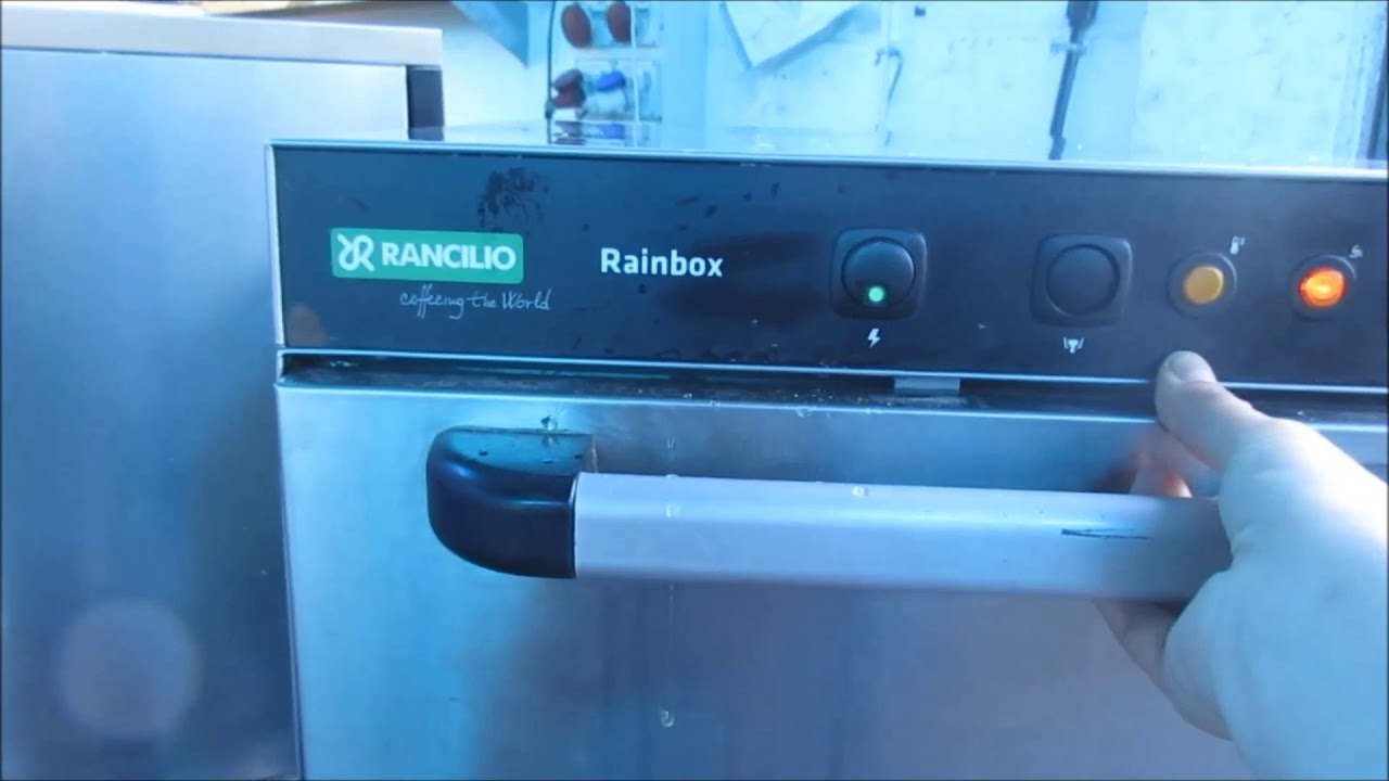 Lavabicchieri Rancilio, accensione, carico scarico, lavaggio e risciacquo