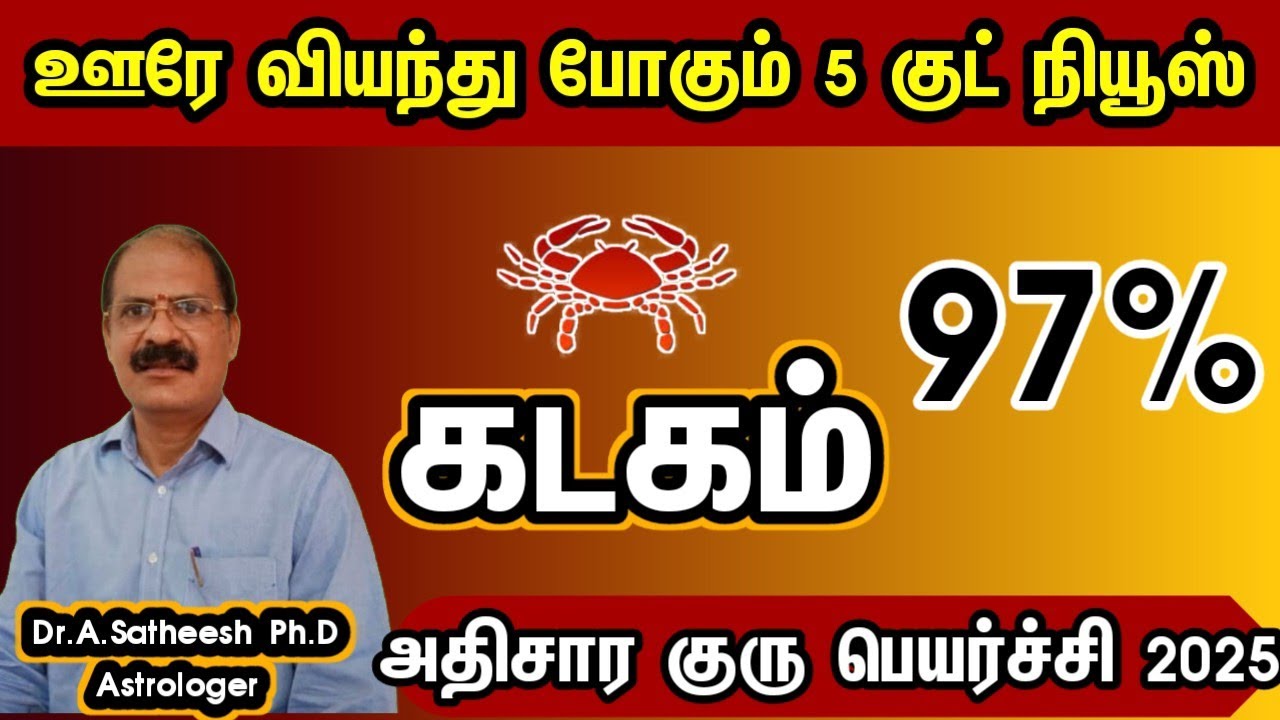 கடகம்&nbsp;- உச்ச குருவால் ஊரே வியந்து போகும் 5 குட் நியூஸ்&nbsp;| Adisara guru peyarchi 2025&nbsp; kadagam