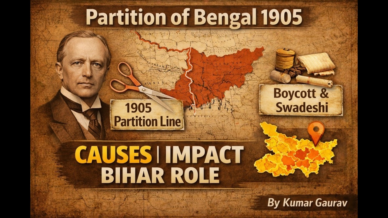 Bengal Partition & Swadeshi Movement | Impact on Bihar | BPSC Modern History | By Kumar Gaurav