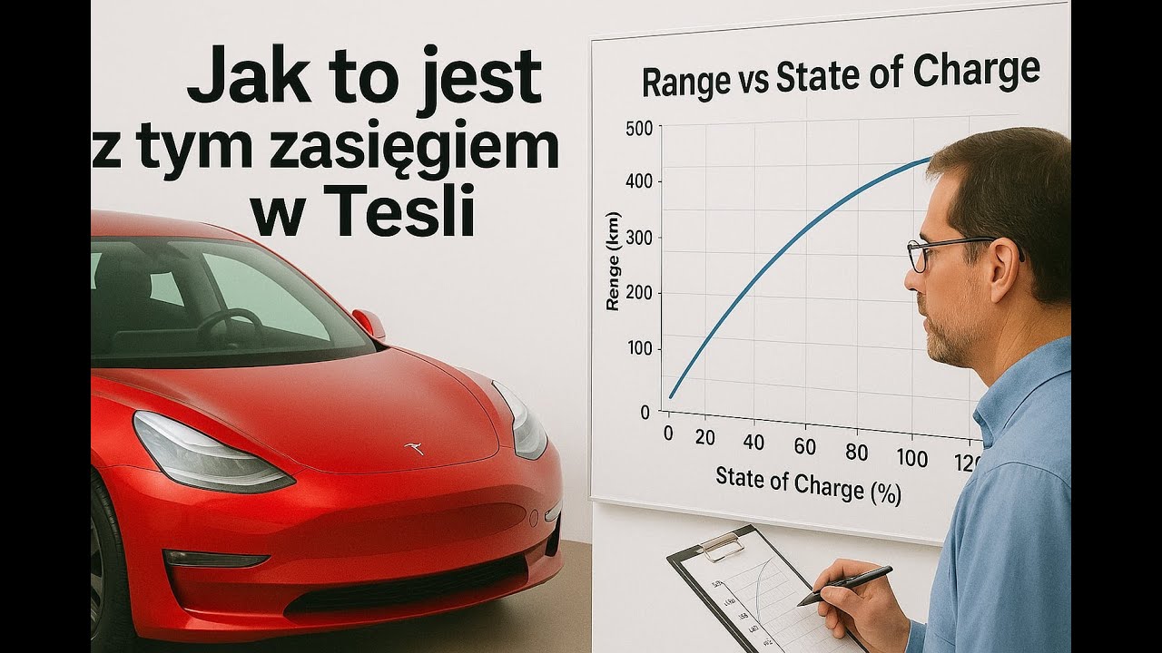 Zasięg używanej Tesli model 3 Standard range plus