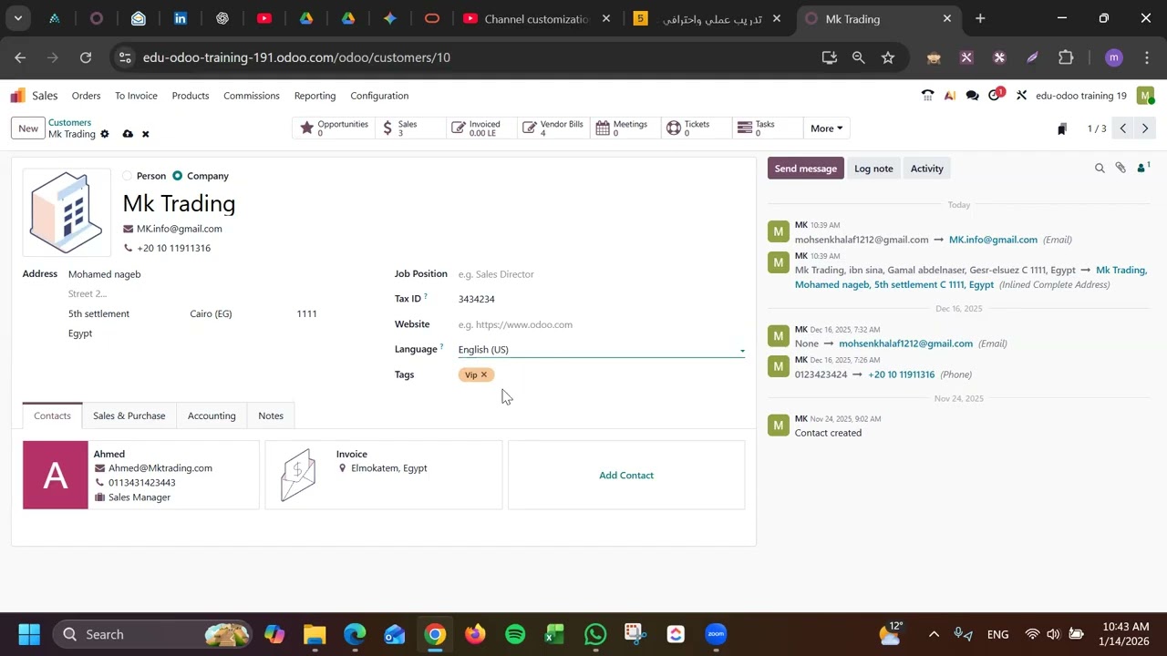 How to create a customer in odoo 19 | Sales Module
