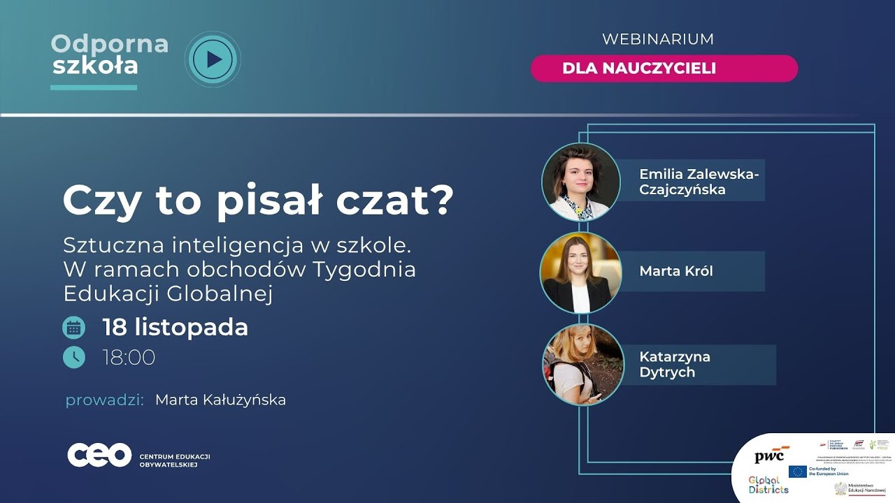 Webinarium: „Czy to pisał czat? Sztuczna inteligencja w szkole”