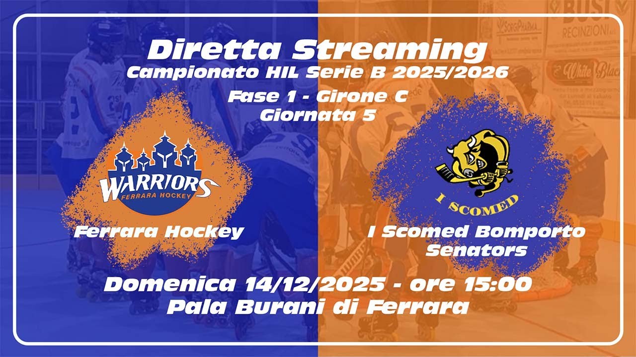 Hockey Inline Campionato Serie B: Ferrara Hockey vs I Scomesd Bomporto Senators - 14/12/2025