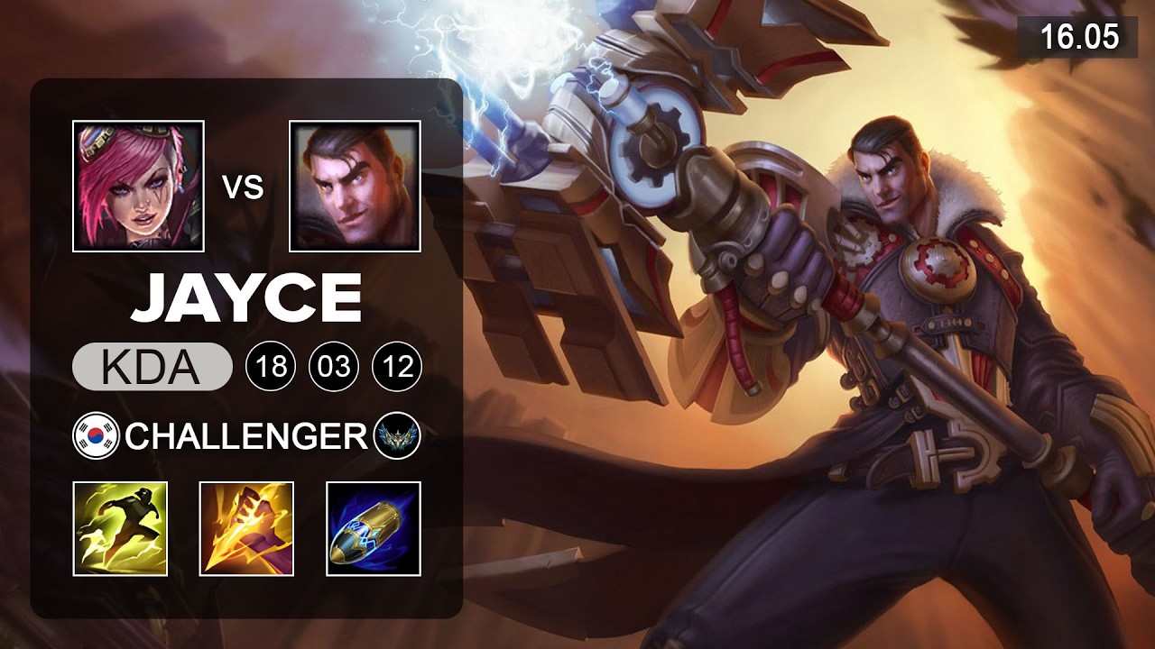 Jayce vs Vi Jungle - KR Challenger - Patch 16.05 Season 16
