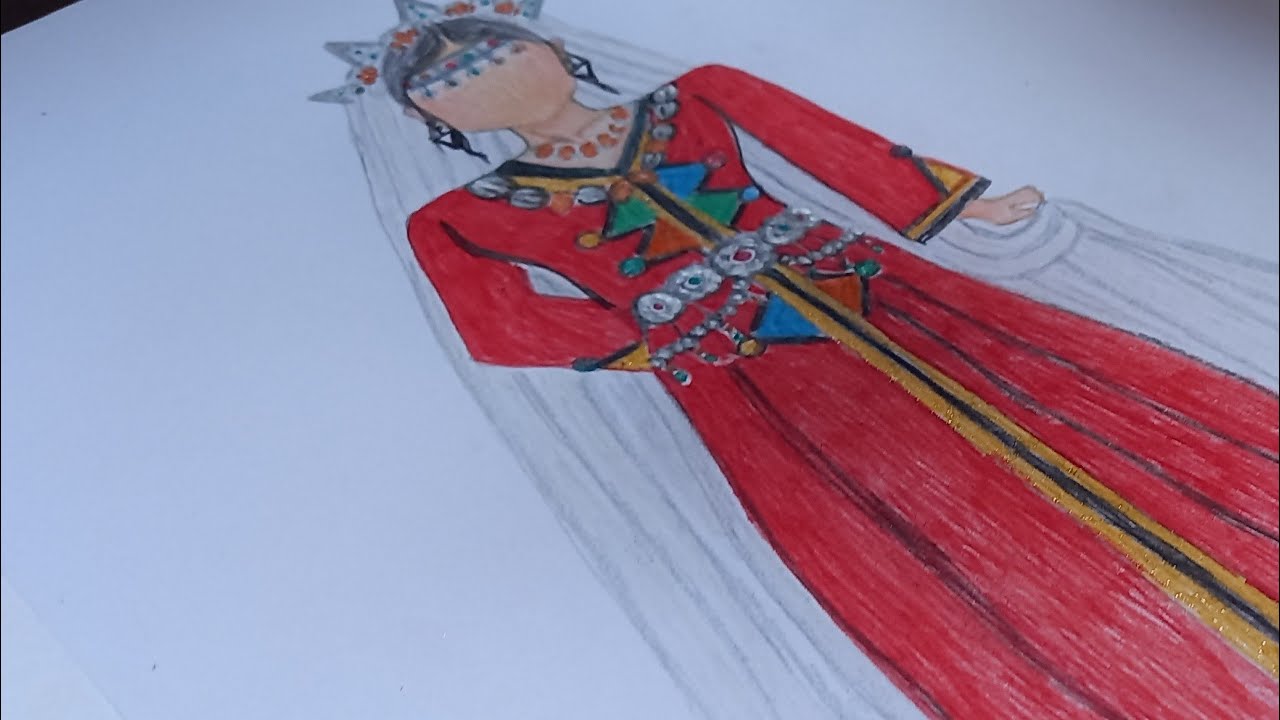 رسم فتاة بلباس تقليدي أمازيغي