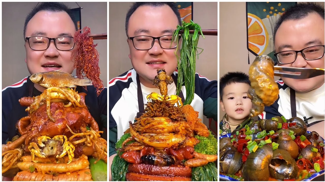 Mukbang#96 :Eat belly pork, 😋😋 Fried skewers. Noodles 🍜🍜#belly #mukbang #bellyyummyfood 