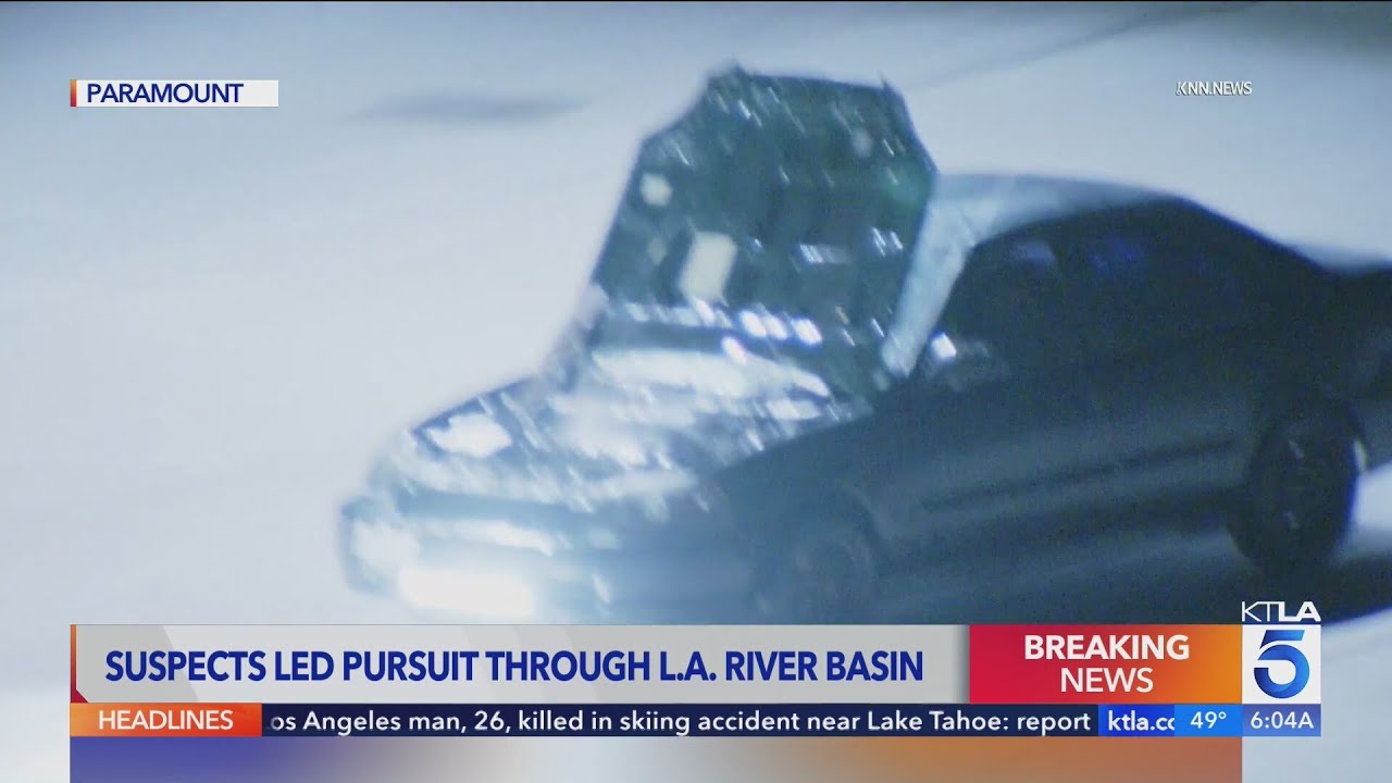 Hood blocks car thief&rsquo;s view in wild L.A. River pursuit