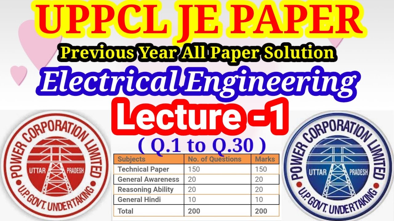 UPPCL JE Electrical paper solution Part 1 for 2021