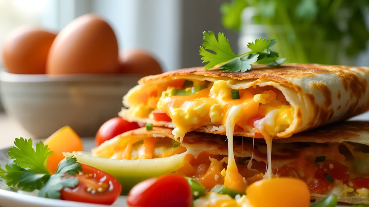 Всего 5 минут! Вкусный ленивый завтрак с яйцами и тортильей на сковороде