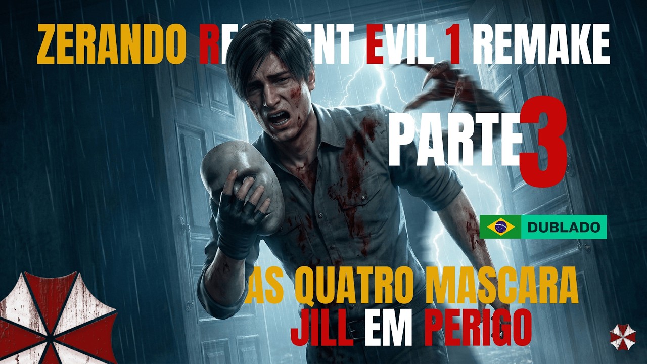 ZERANDO O RESIDENT EVIL 1 DUBLADO - MANSÃO - 4 MASCARAS - PARTE 3