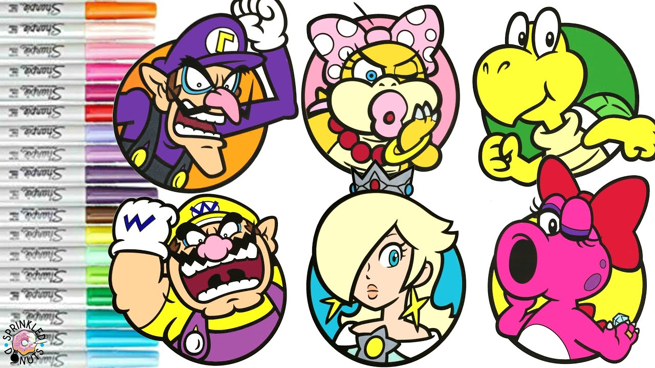 Super Mario Bros Coloring Book Compilation Nintendo Wario Rosalina Birdo Wendy Koopa Waluigi