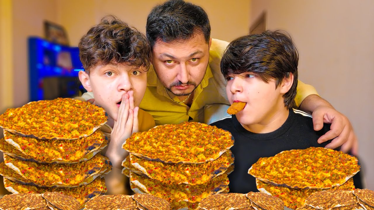 10 ƏDƏD LAHMACUN YARIŞMASI! OĞULLARIMLA KİM DAHA ÇOX YEDİ?! 🌯