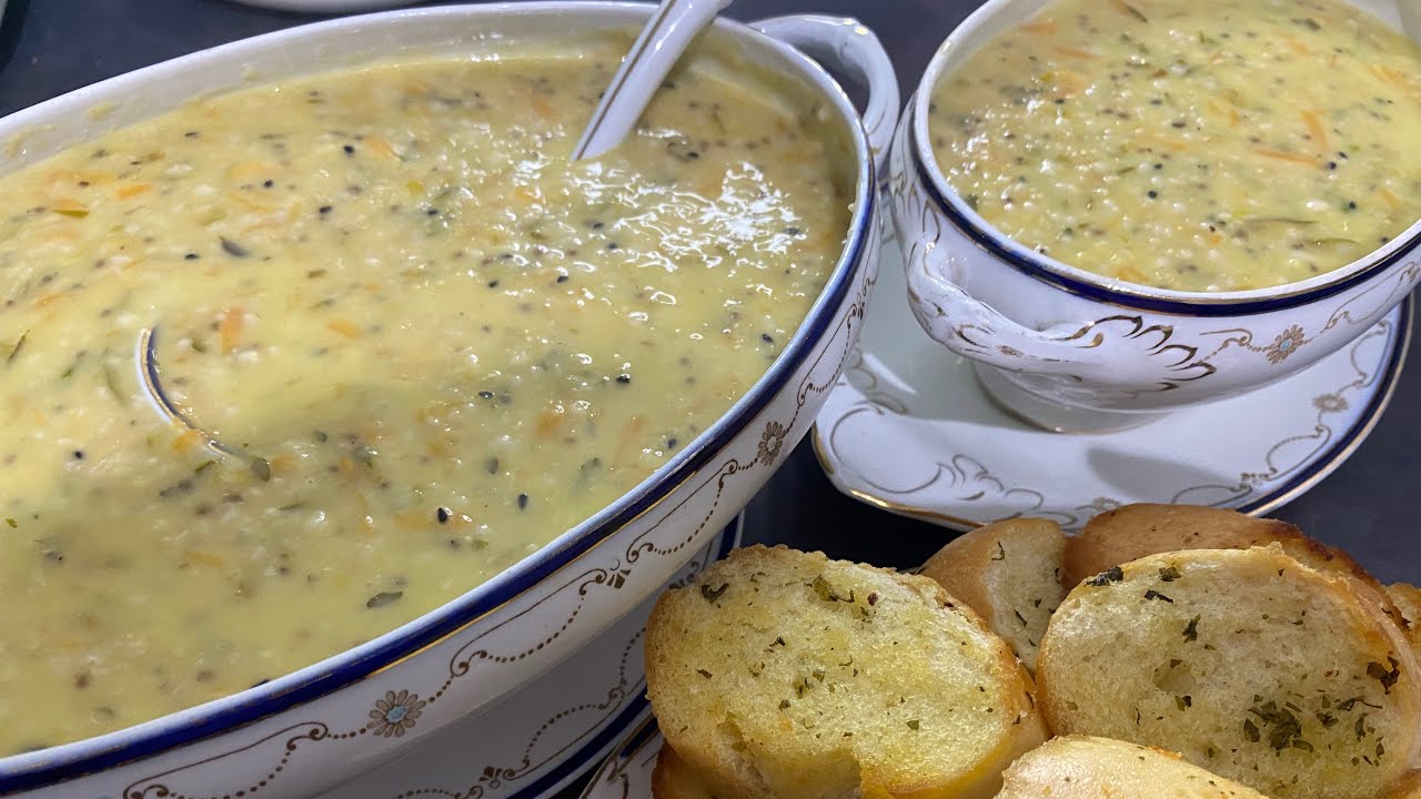 Easy vegetable and oatmeal soup شربة صحية بالشوفان والخضر منكهة بحبات البركة وبذور الشيا