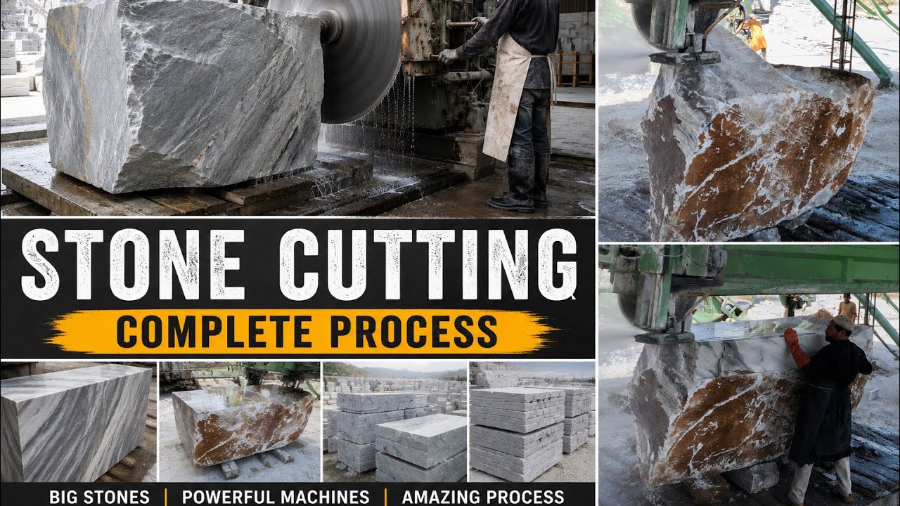 Massive Stone Cutting Process | Industrial Work